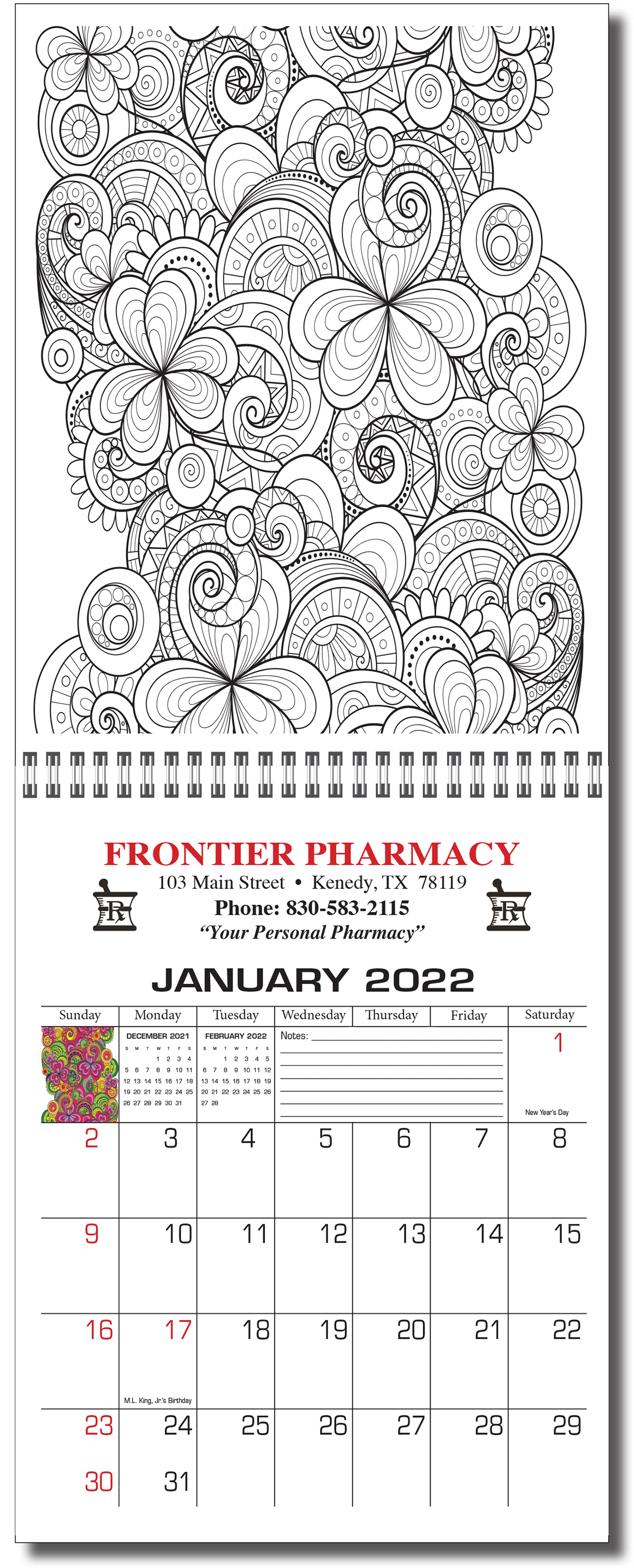 Adult Coloring Book Calendar
