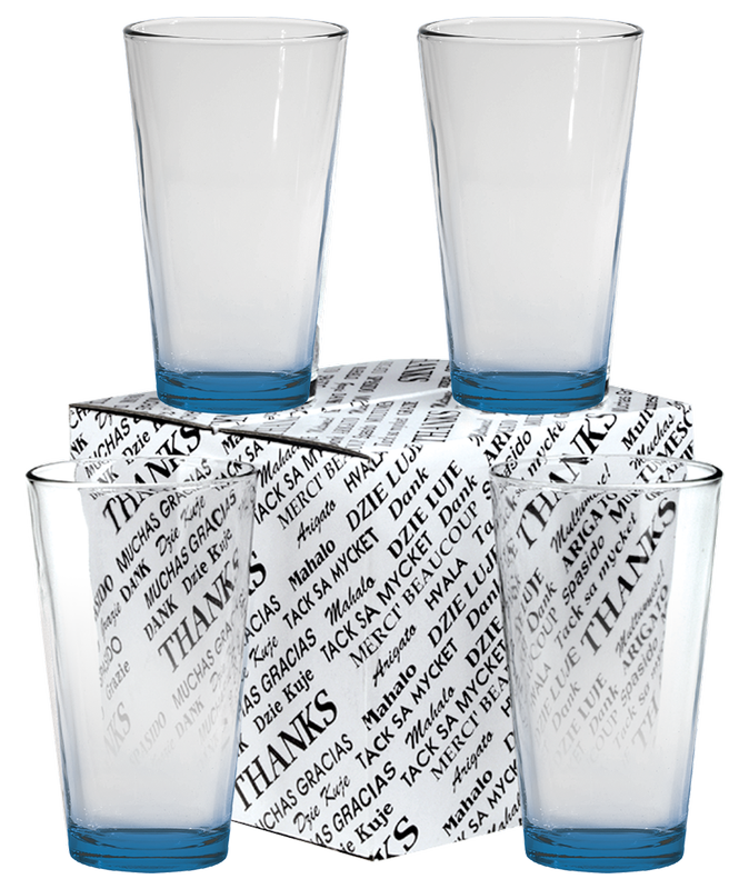 16 oz. Mixing Glass Thank You Set 3