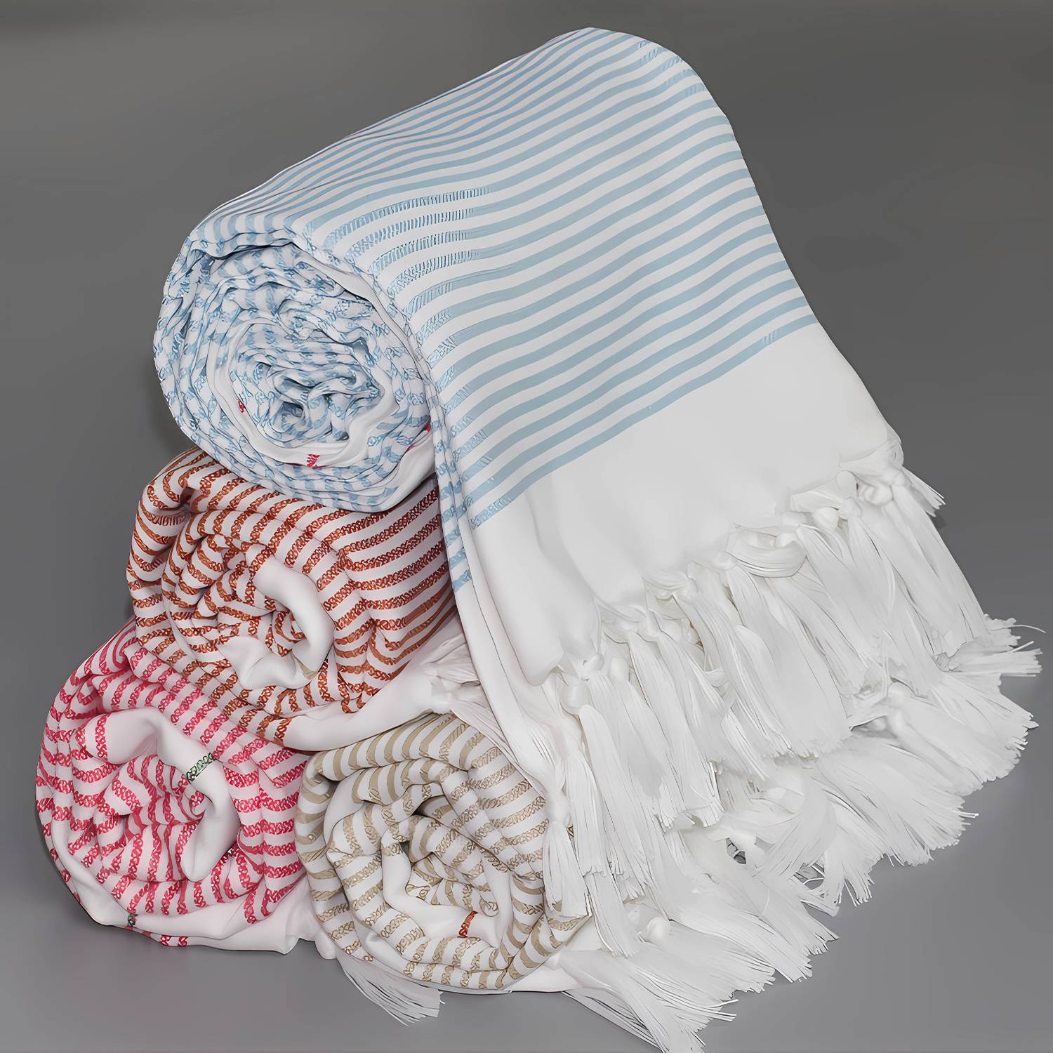 Turkish Tassel Striped Beach Towel 3