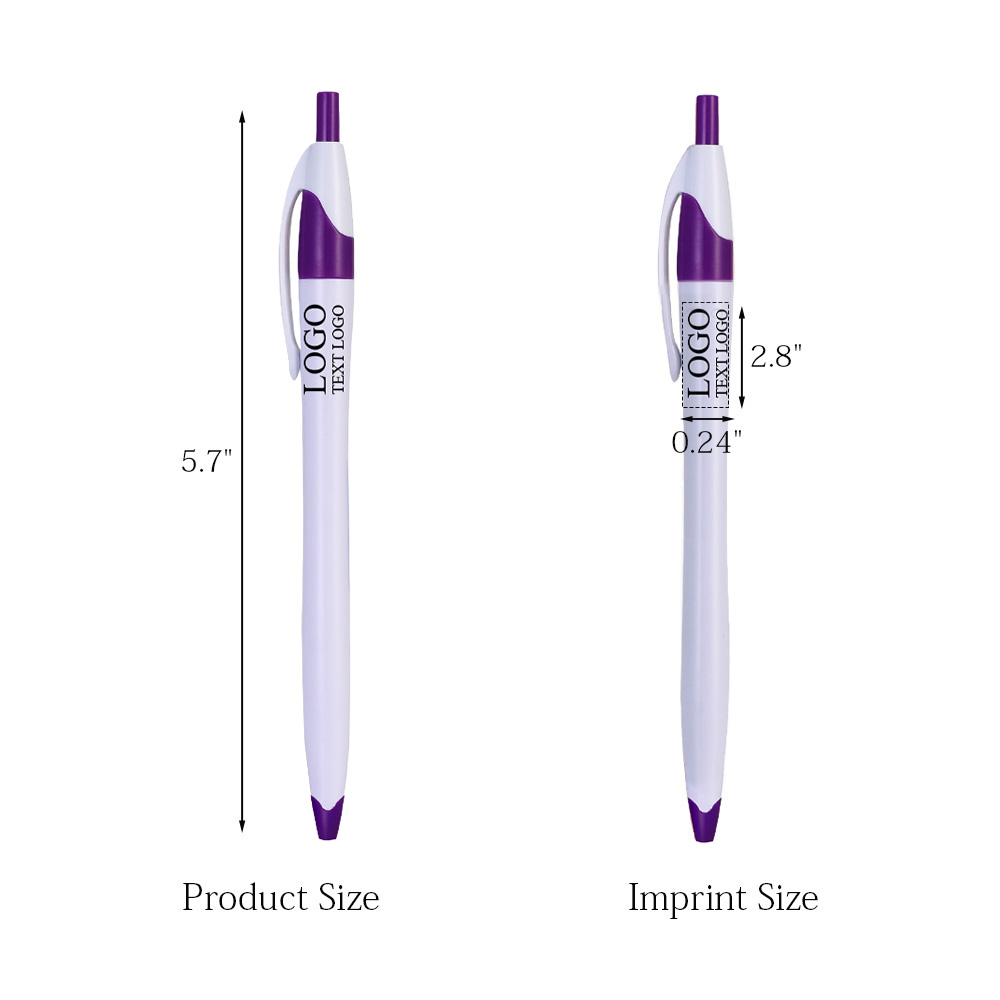 White Retractable Pen with Colored Trim 2