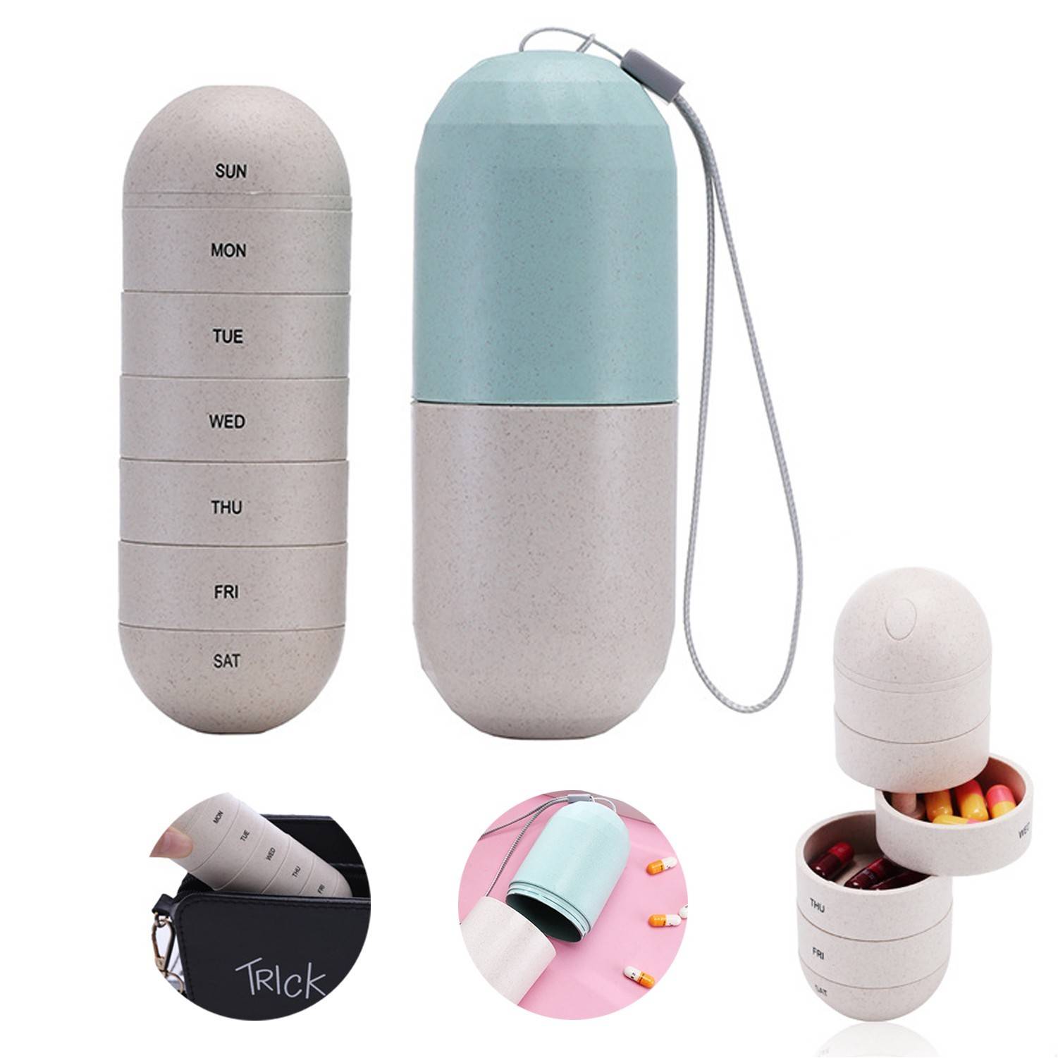 7 Day Stackable Pill Organizer with Warter Bottle. 2