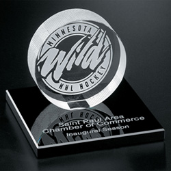 Hockey Puck on Black Glass Base 2