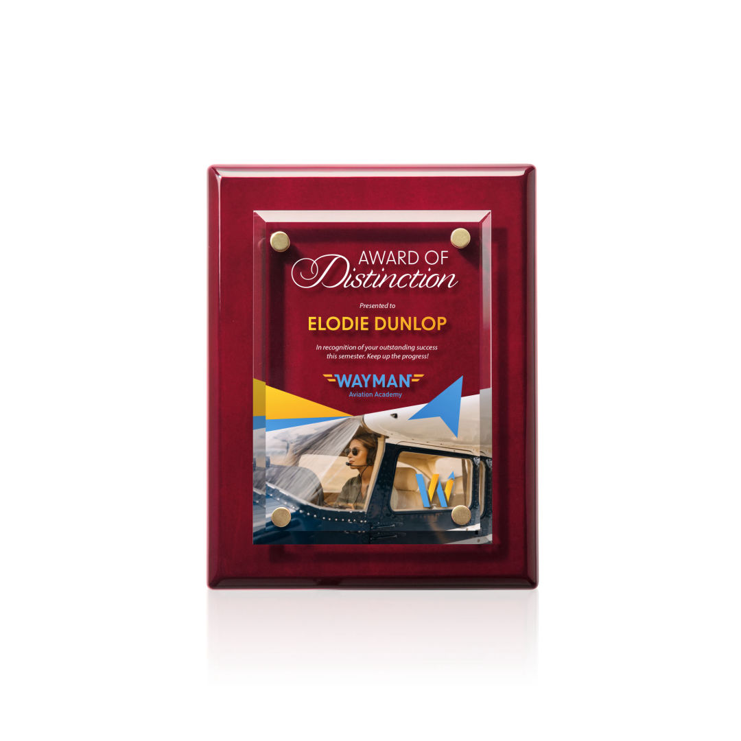 Caledon VividPrint™ Plaque - Rosewood/Gold 12