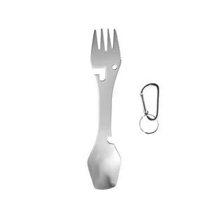 2 In 1 Dual Head Stainless Steel Fork And Square Spoon With Carabiner 20