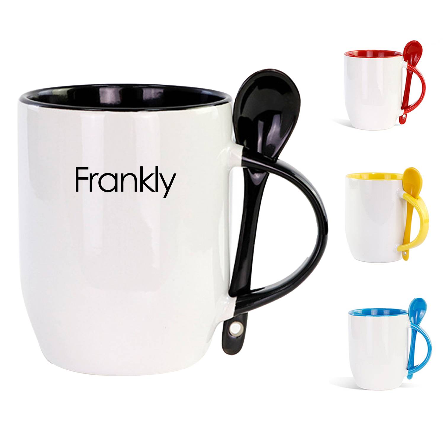11 Oz. Two-Tone Ceramic Cup Coffee Mug With Spoon