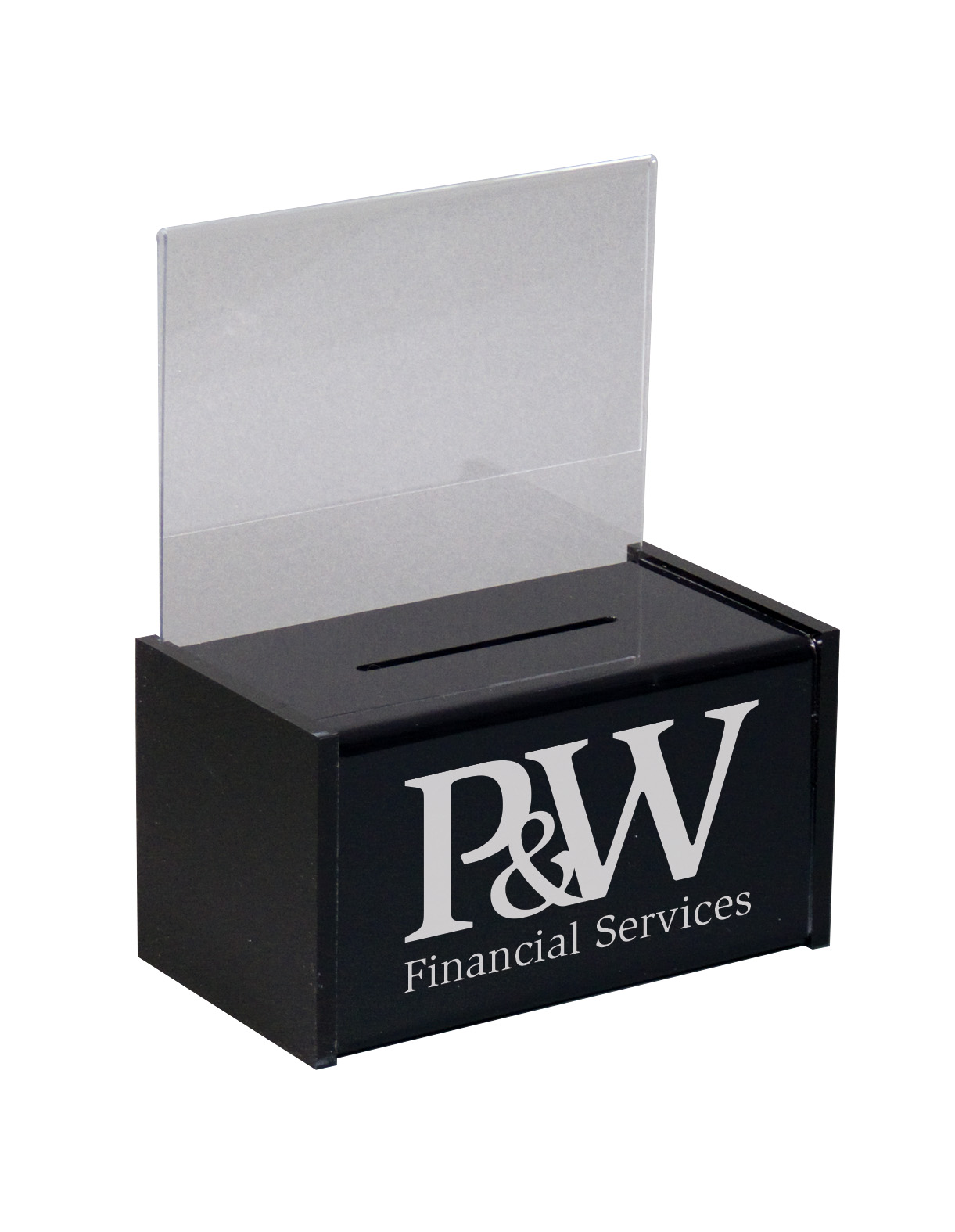 Black Acrylic Suggestion Box w/ 8 5"w x 5"h Message Header