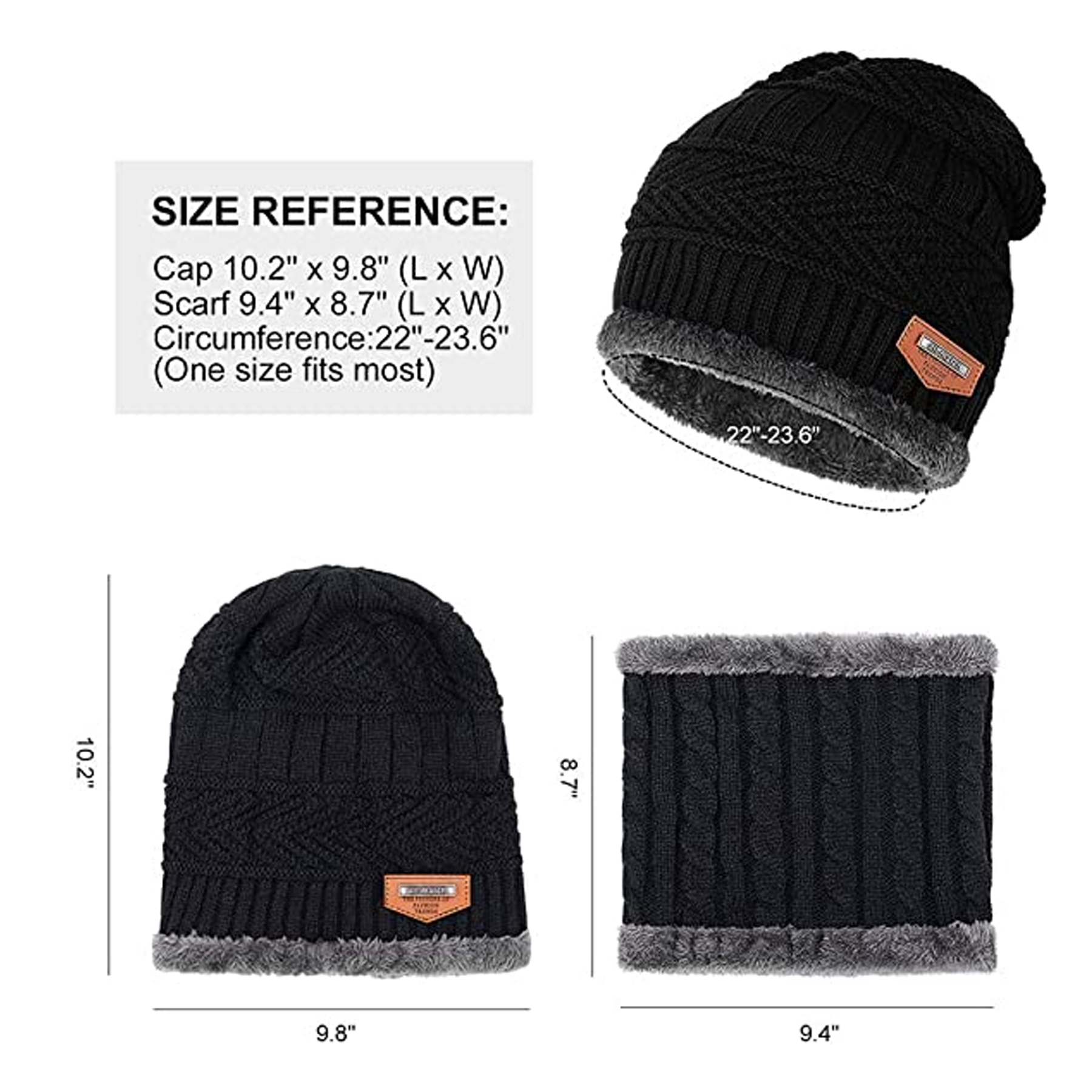 Winter Beanie Hat Scarf Set 2