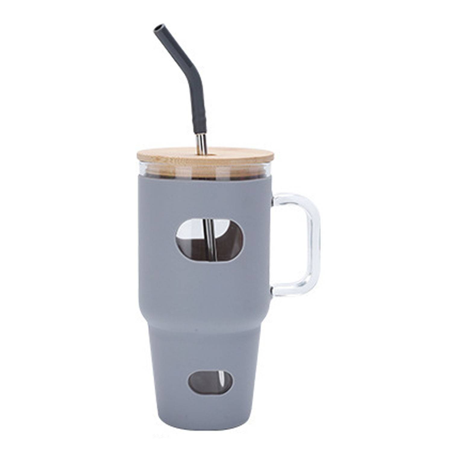 30oz Silicone Glass Straw Cup w/ Handle 5