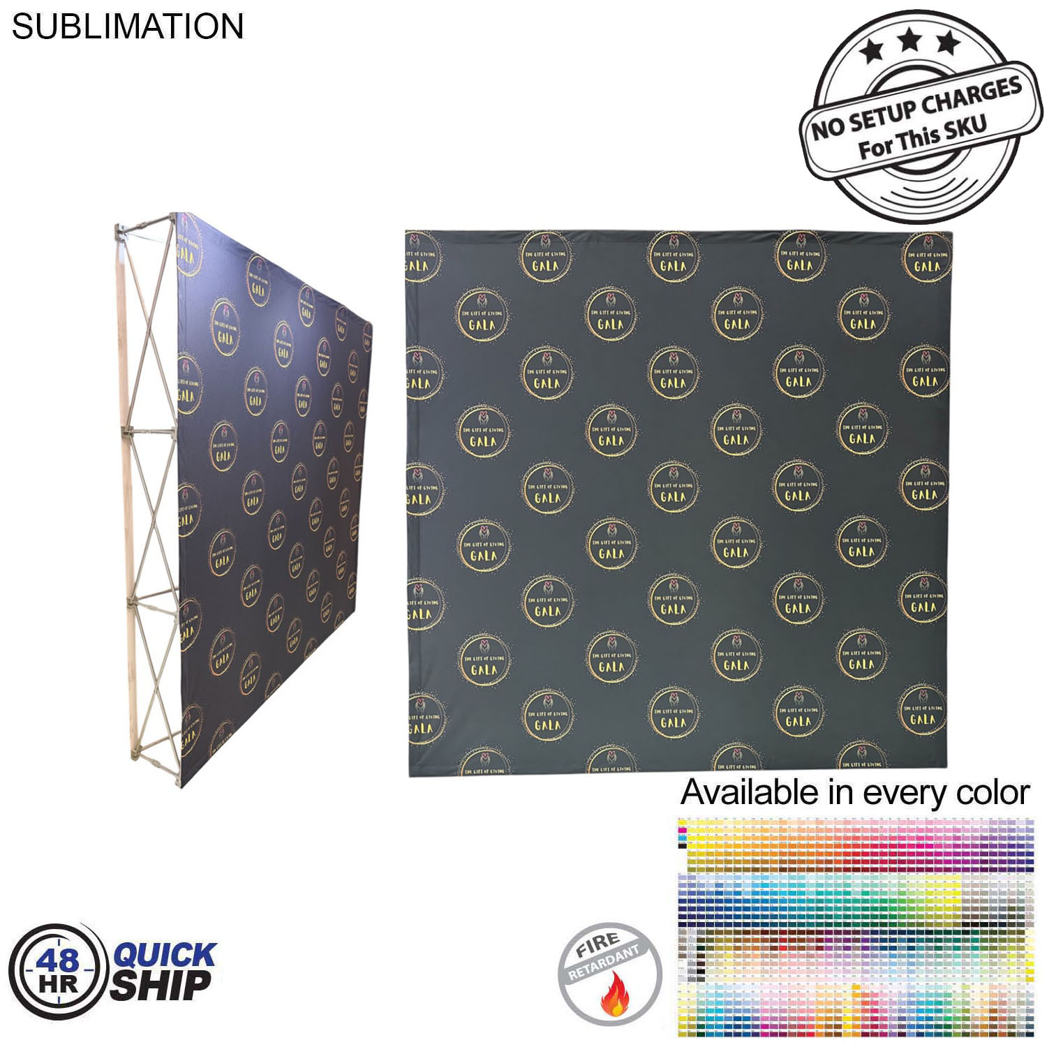 48 Hr Quick Ship - 7.5' Straight Wall Full Height Tension Fabric Pop-up Display Kit, NO SETUP CHARGE 6