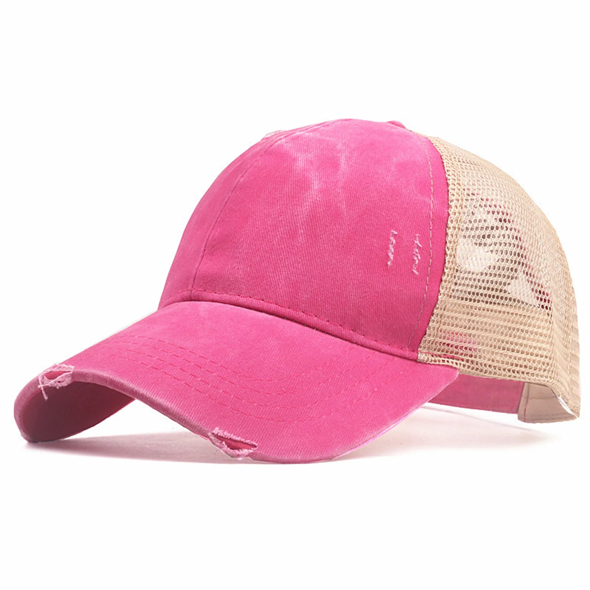 Washed Cotton Ponytail Baseball Cap 5