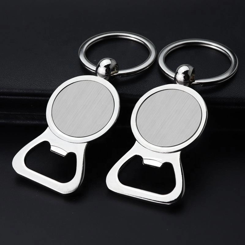 Round Metal Bottle Opener Keyring 2