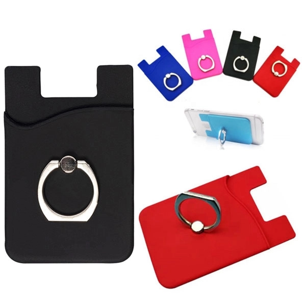 Silicone Card Holder with Metal Ring Phone Stand 1