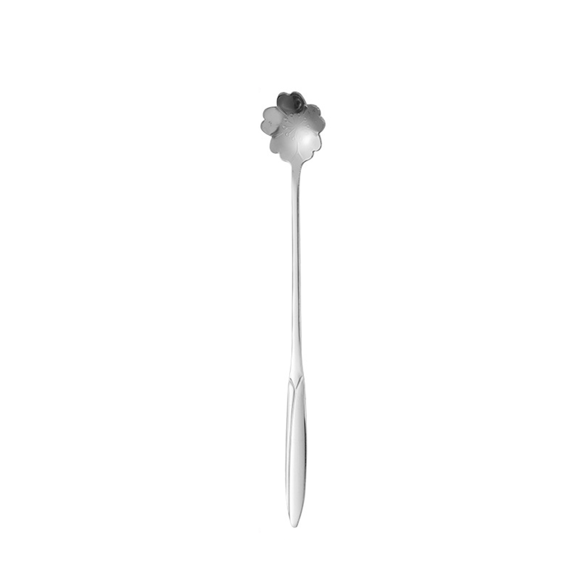 Flower Pattern Stainless Steel Tea Spoon 4.96" x 1.02" 5