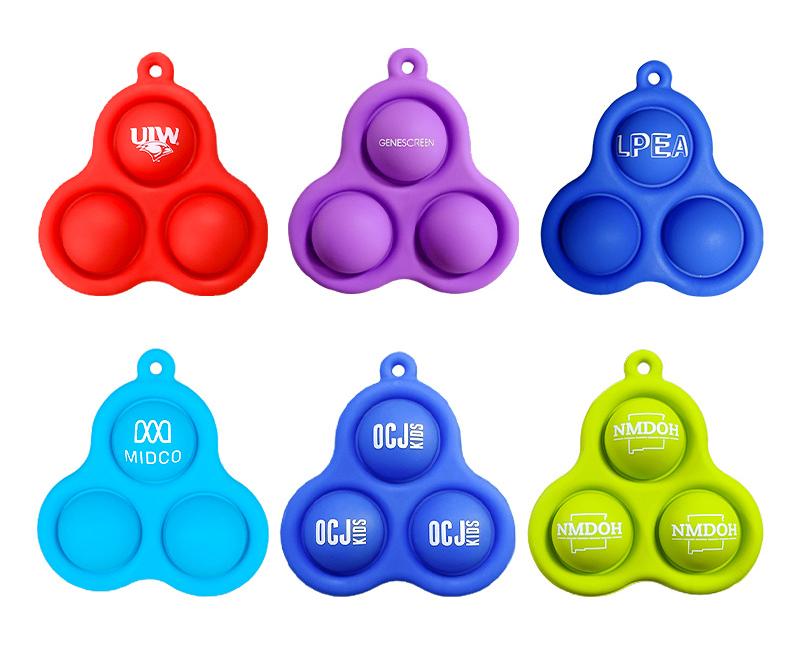 Silicone Pop 3 Bubbles Fidget Toy Keychain 2