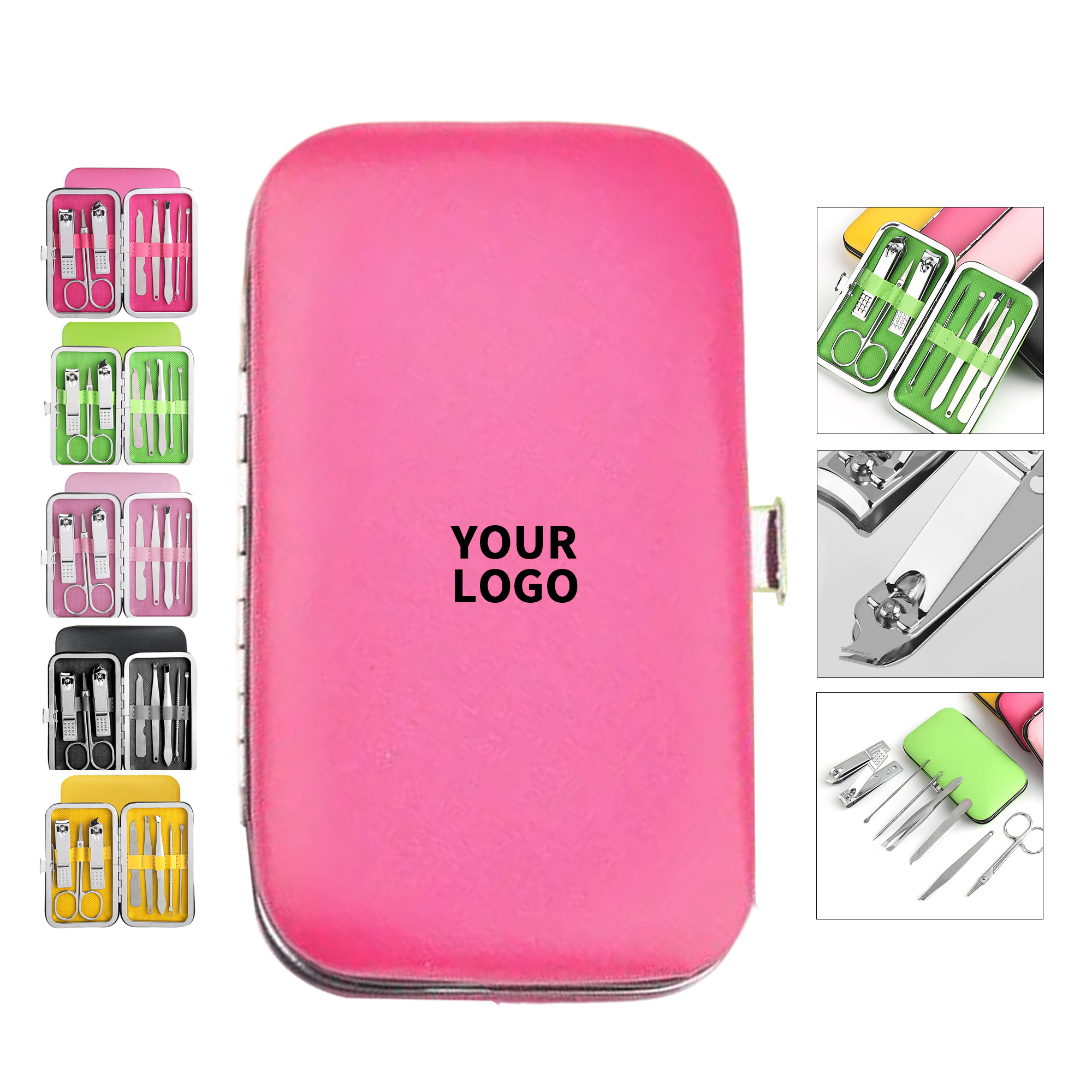 Stainless Steel Manicure Set PU Leather Case 6