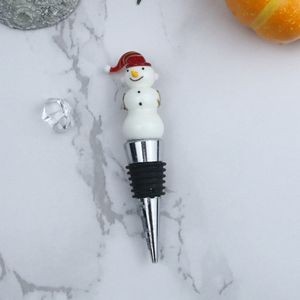 Red Cap Snowman Design Alloy Wine Cork Bottle Stopper 12