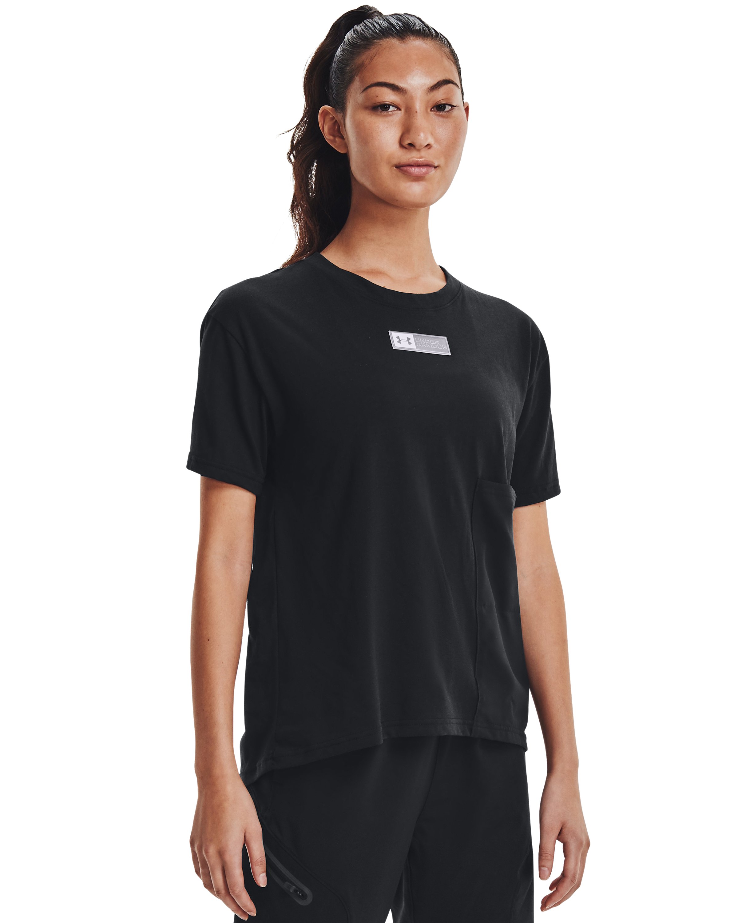 Women's UA Woven Pocket T-Shirt 2