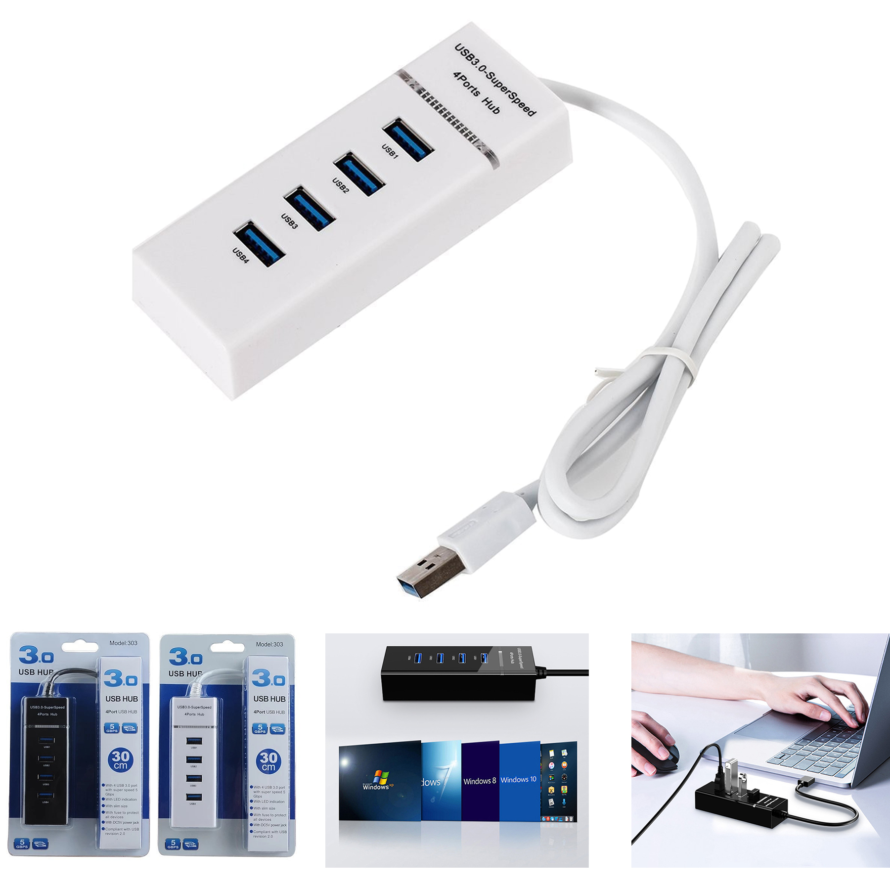 4-Port USB 3.0 Hub USB Hub Splitter 1
