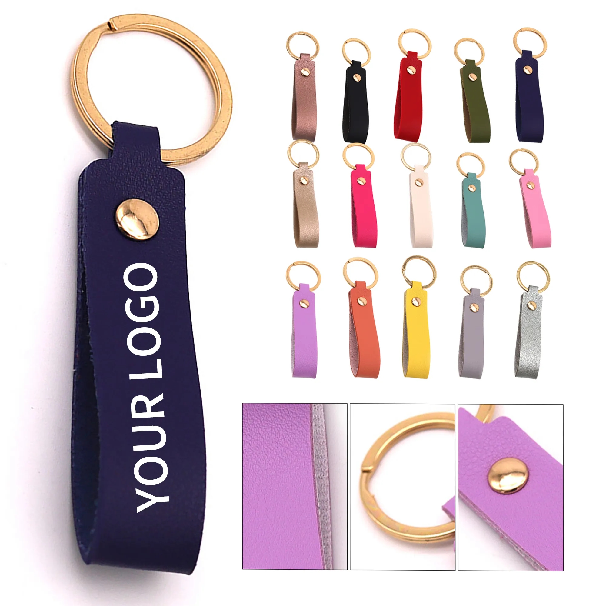 Leather Keychain with Brass Ring 14
