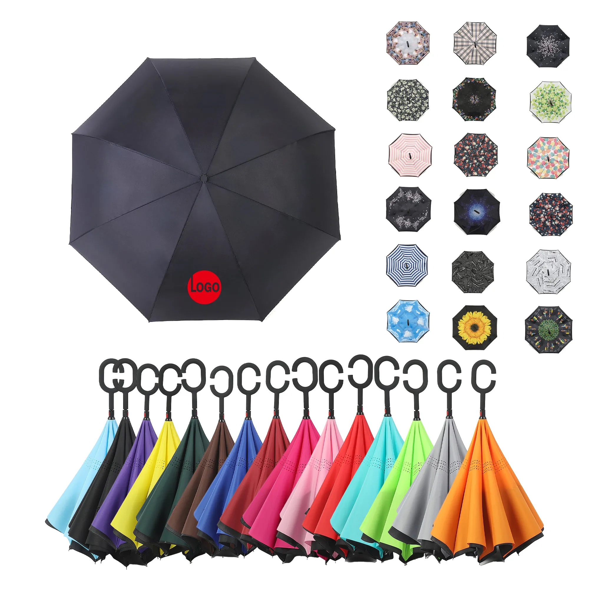 C-Handle Reverse Large Inverted Double Umbrella 19