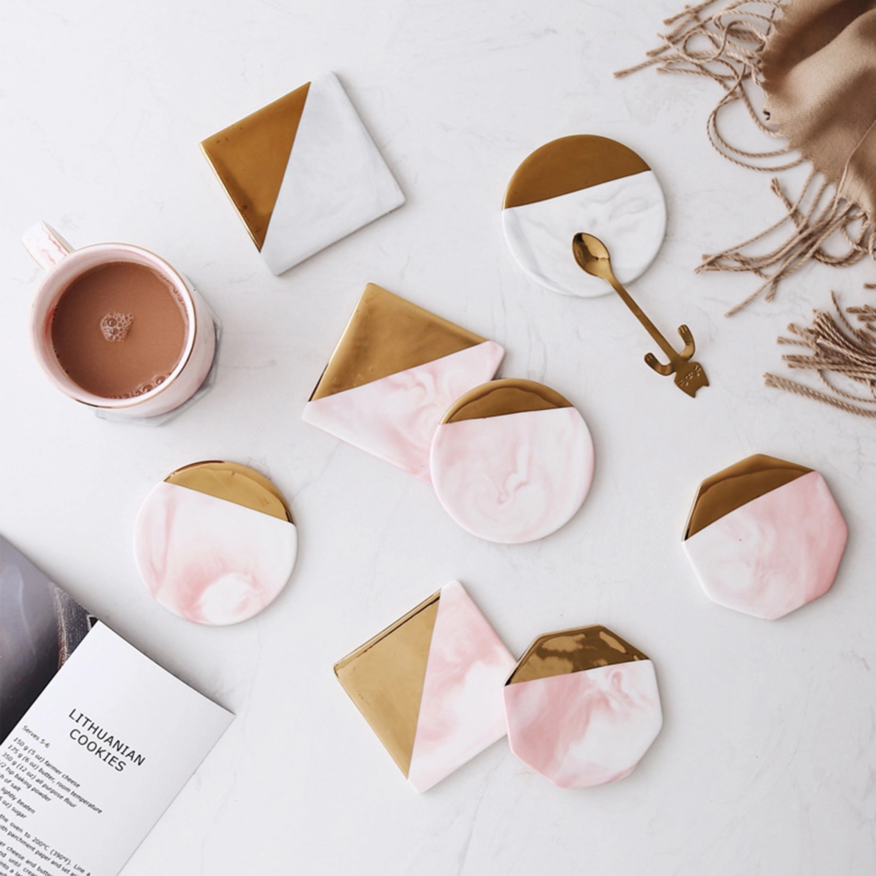 Real Marble Absorbent Coasters for Drinks 3