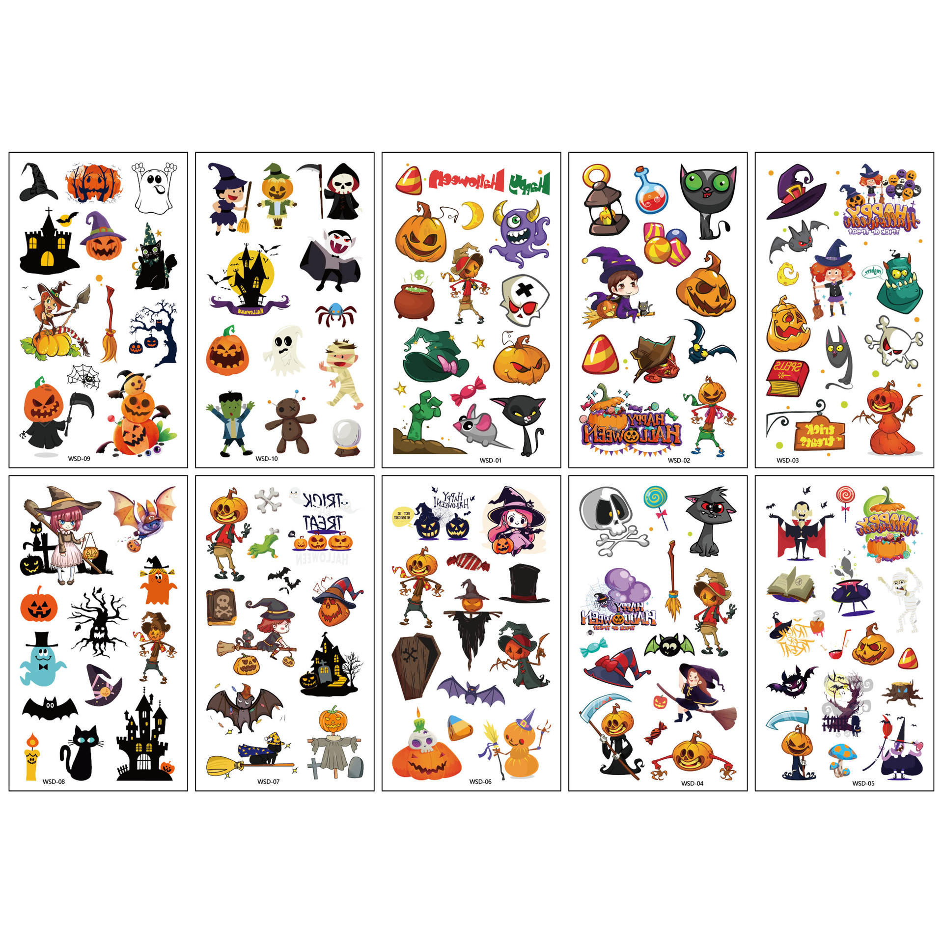 Halloween Temporary Tattoo Set (10 Sheets) 1
