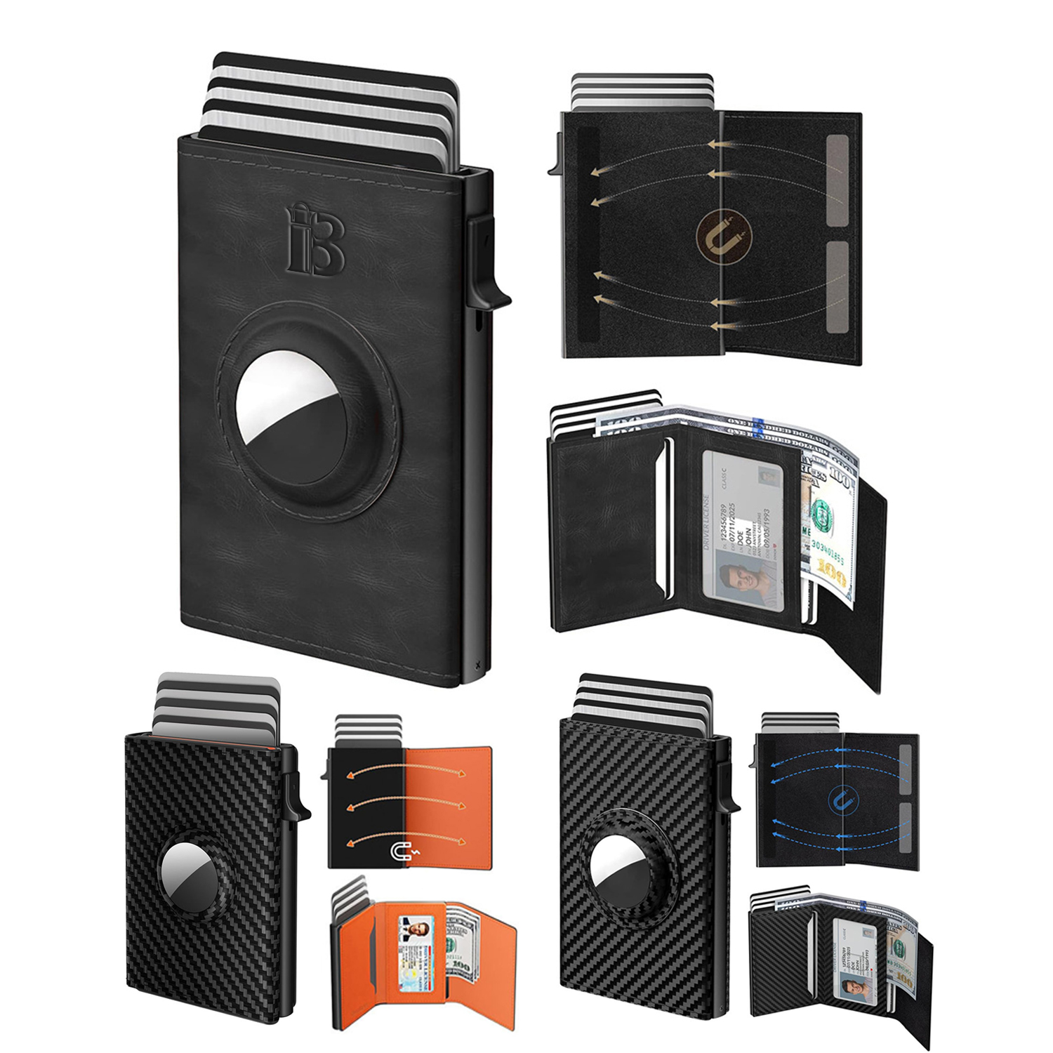 Magnetic Microfiber Leather RFID Trifold Wallet 1