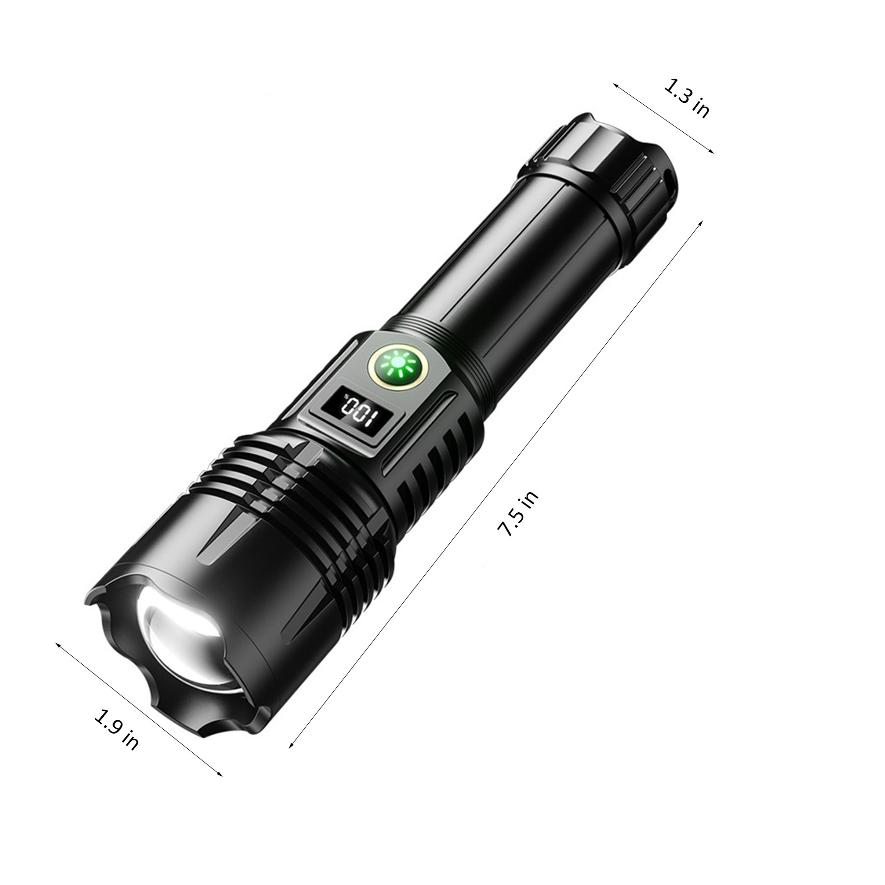 Zoomable Powerful LED Flashlight With Digital Display 2