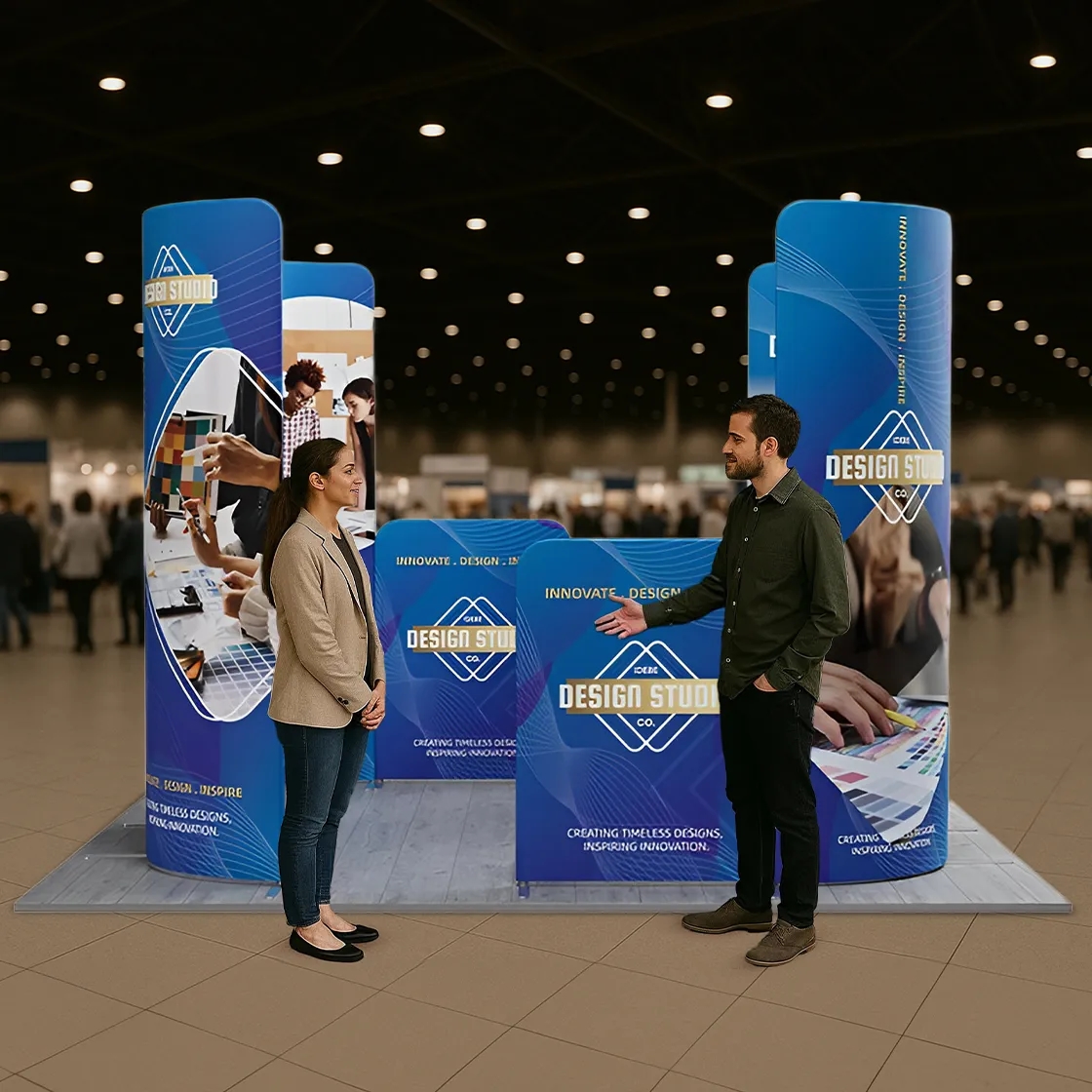 10ft Magnetic Modular Fabric Displays - L Shape Curved 14