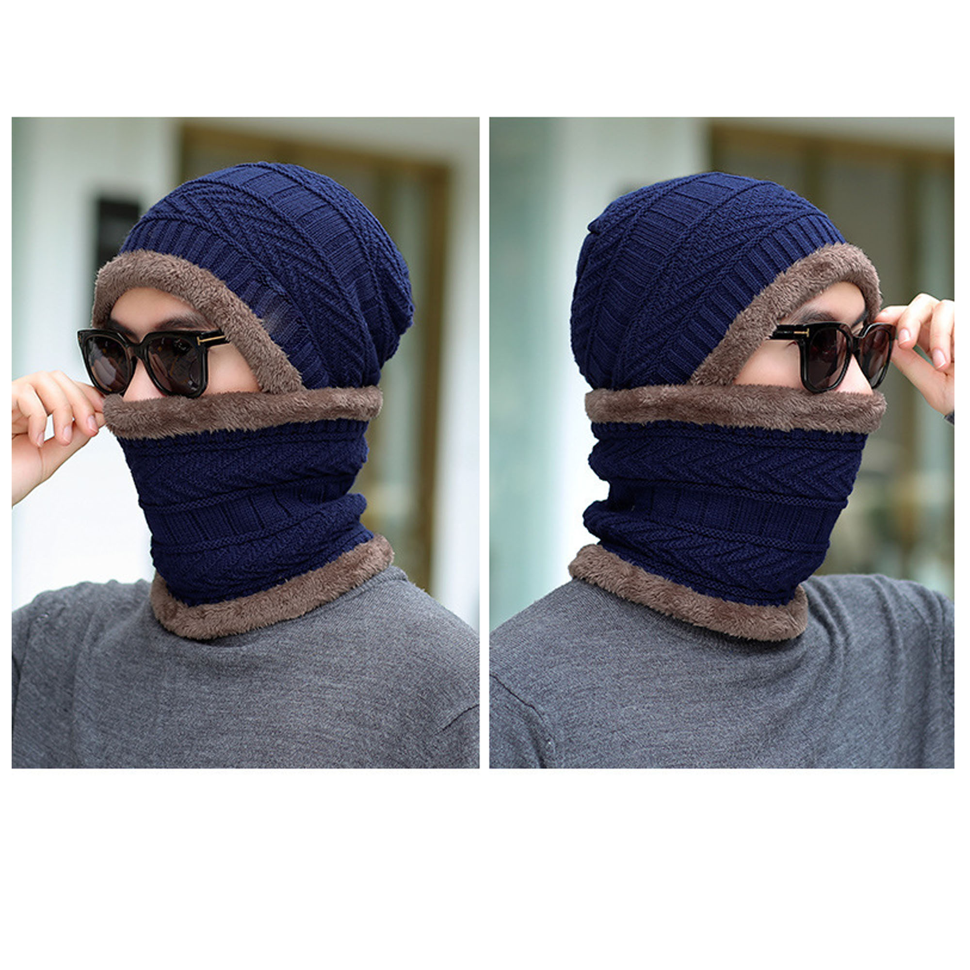 Winter Knitted Beanies Scarf 3