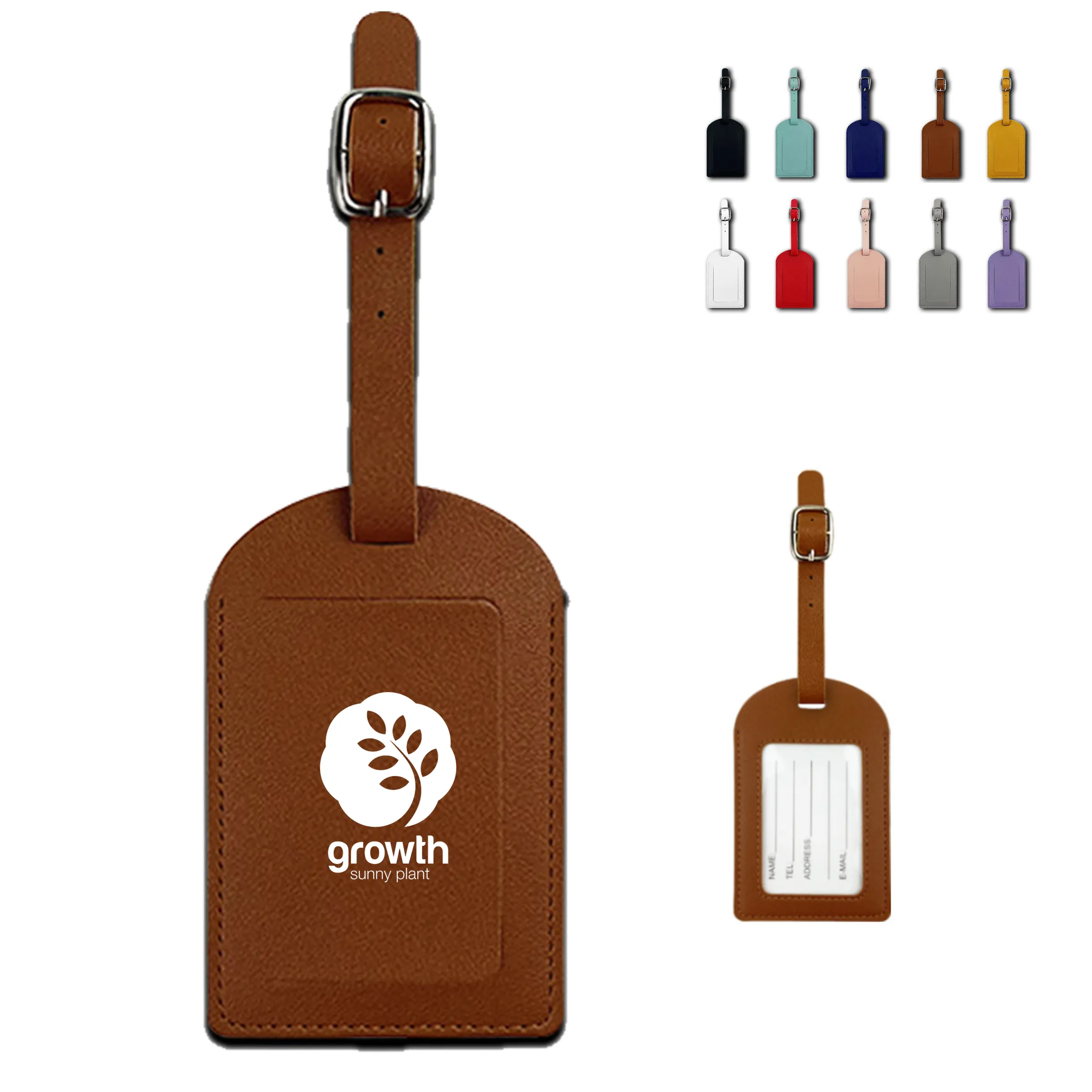Flap PU Leather Luggage Tag With Signature Paper Inside 7
