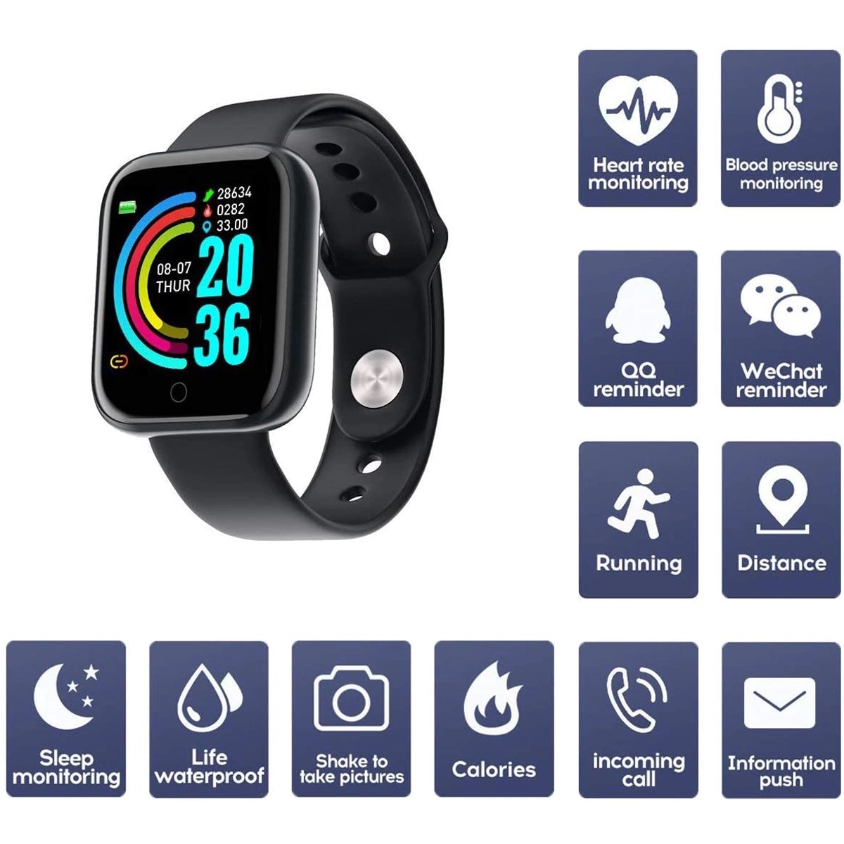 Y68 Smart Band Adult Kids Fitness Tracker Watch Bracelet 1