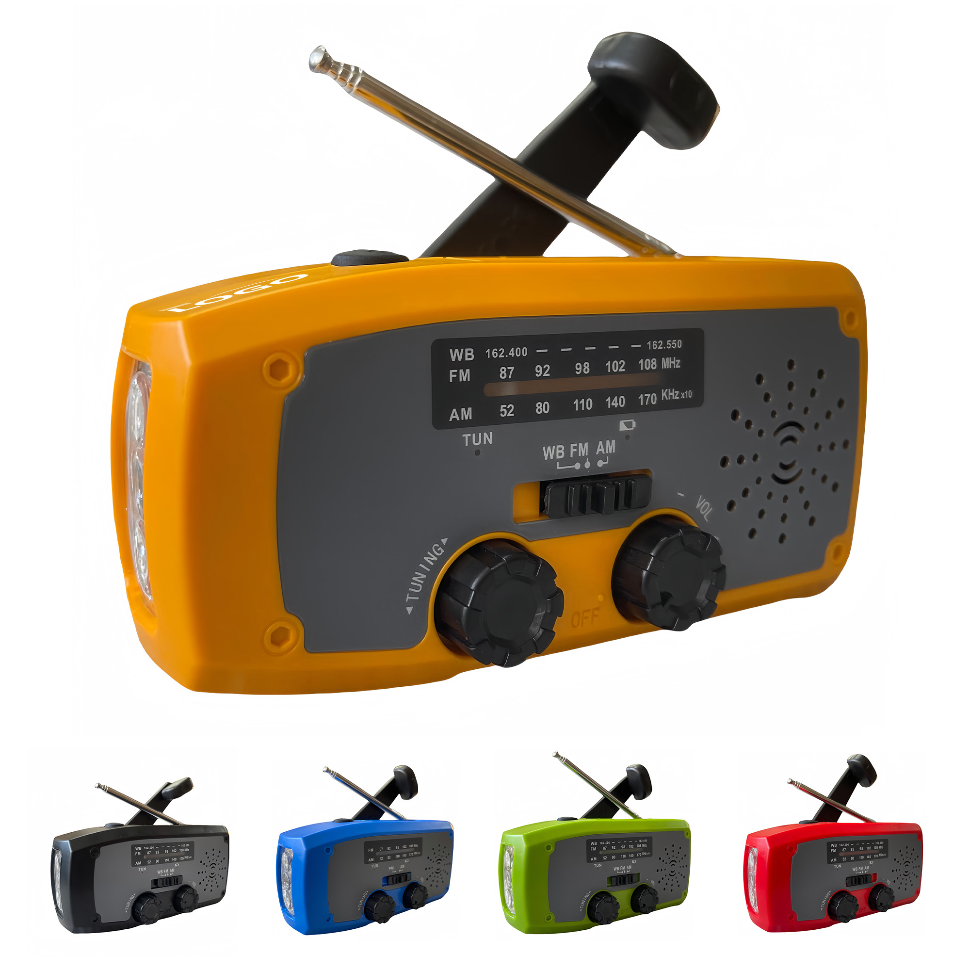 Portable Emergency Radio with Hand-Crank & Solar Charging 4