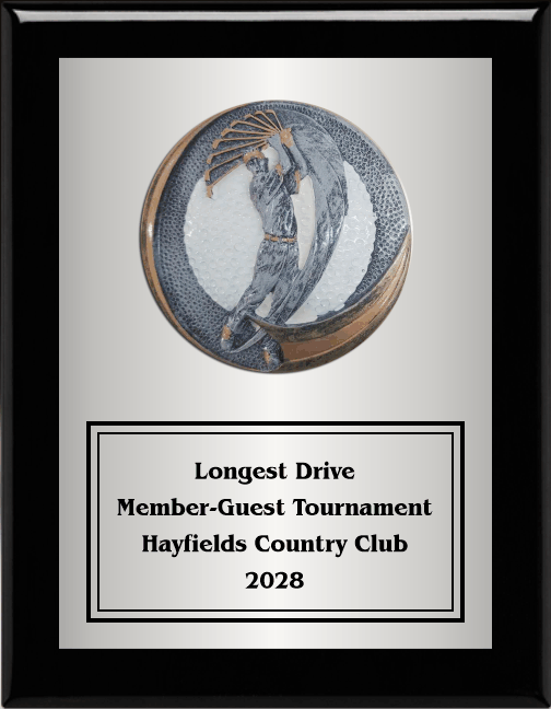 7"X9" Plaque With Full Plate And Golf Swing Plaque Mount 10
