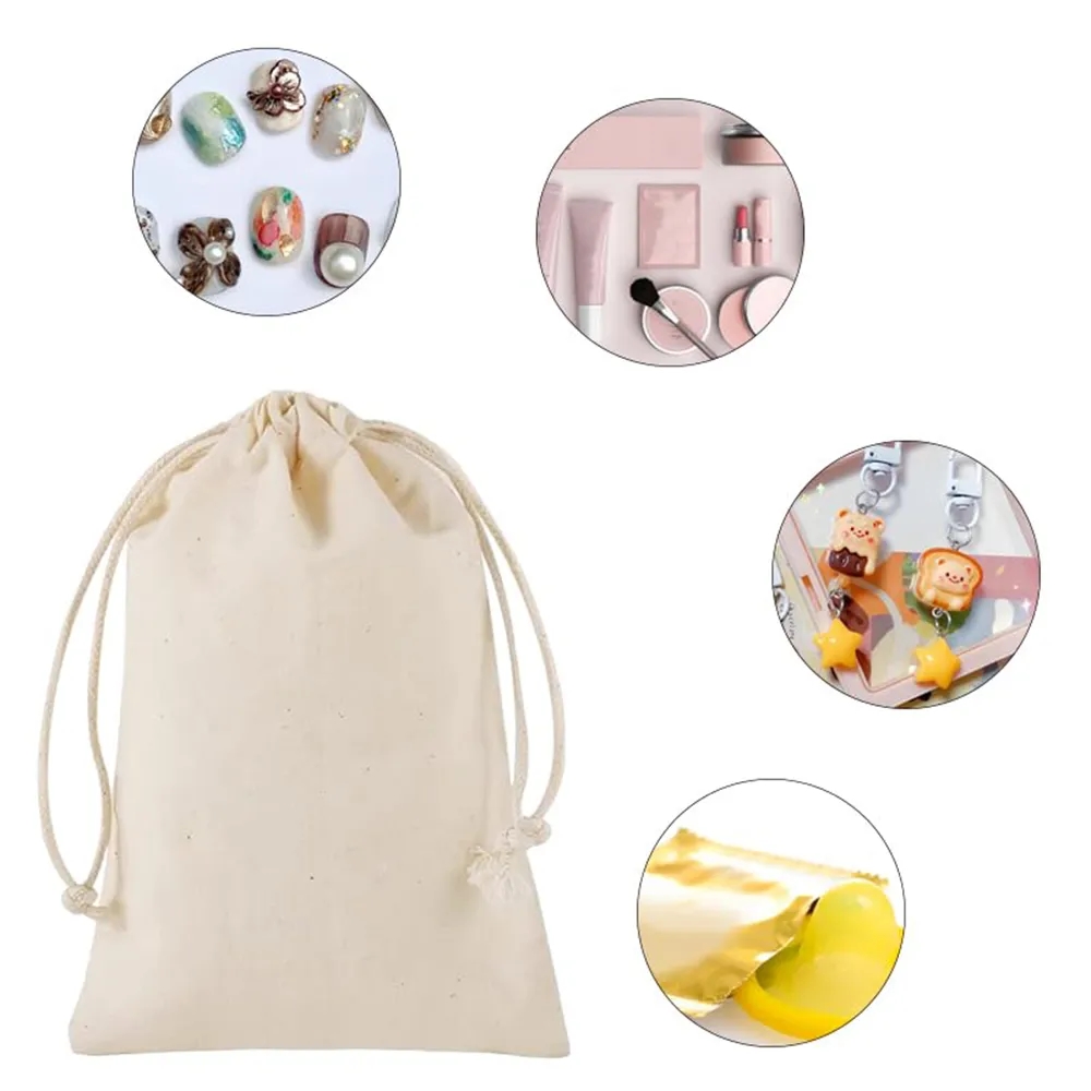 Organic Muslin Cotton Drawstring Bag 9