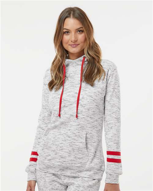 Women's Mélange Fleece Striped-Sleeve Hooded Sweatshirt - 8674 3