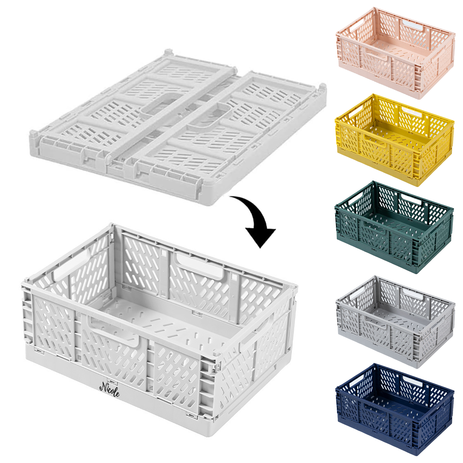 Foldable Plastic Storage Basket for Home Kitchen 16