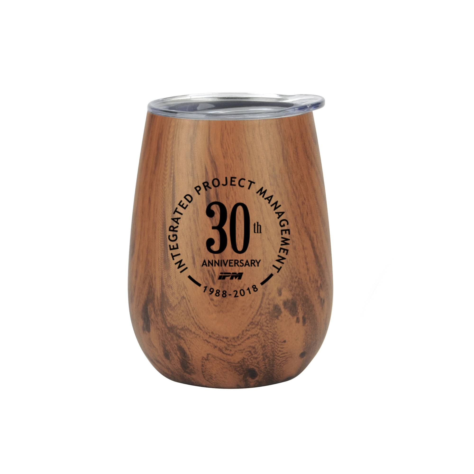 10 oz. Stainless Steel Lined Vacuum Wood Toned Wine Tumbler
