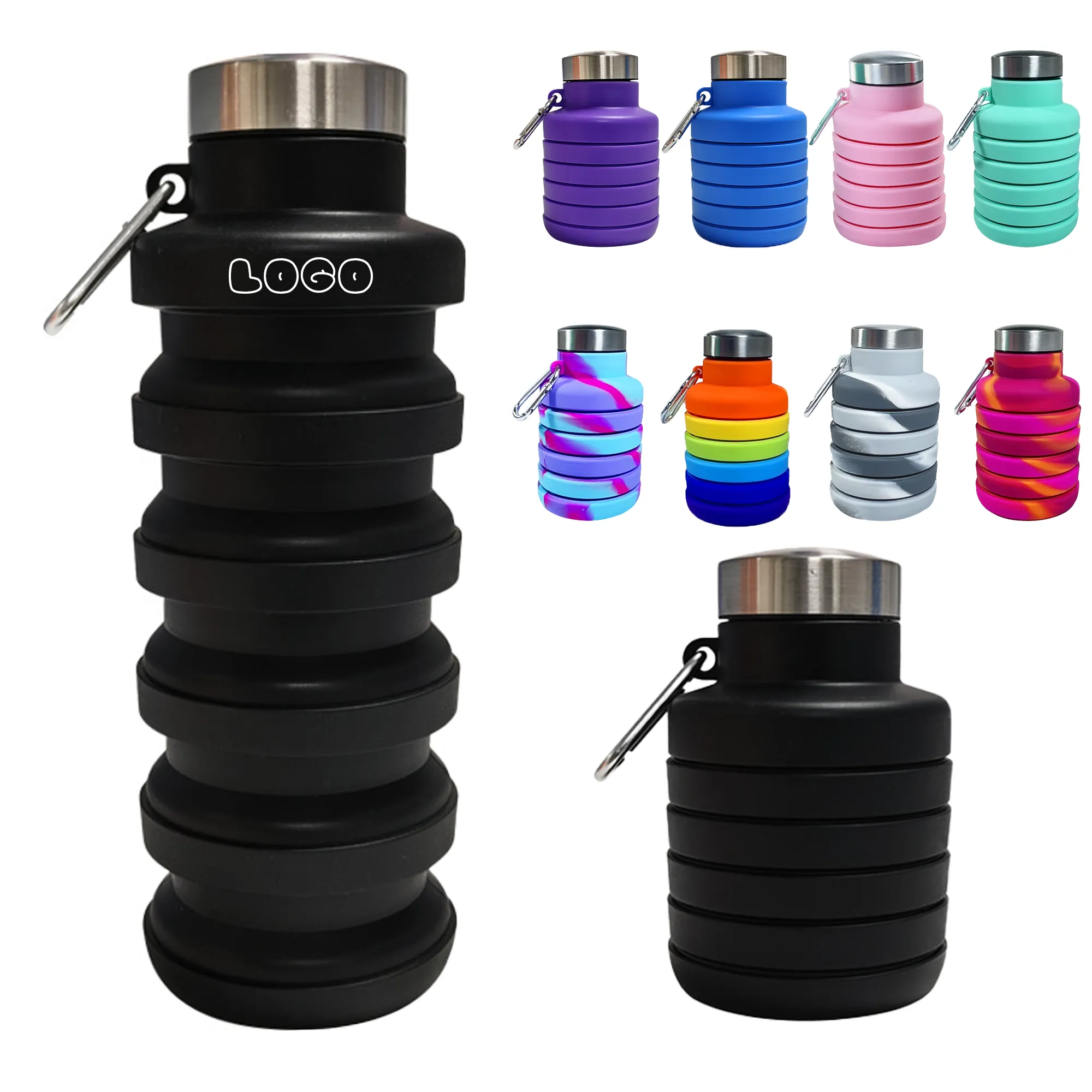 MOQ50 17oz Foldable Silicone Water Bottle 2
