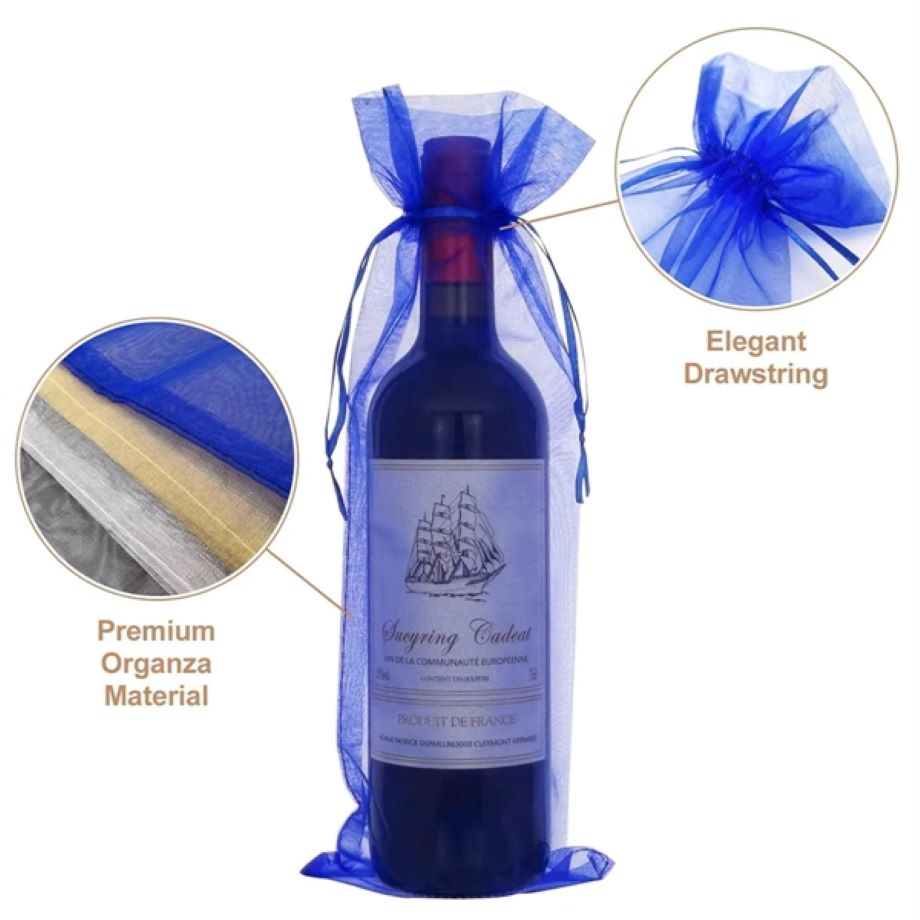 Drawstring Organza Wine Bottle Gift Bag 5