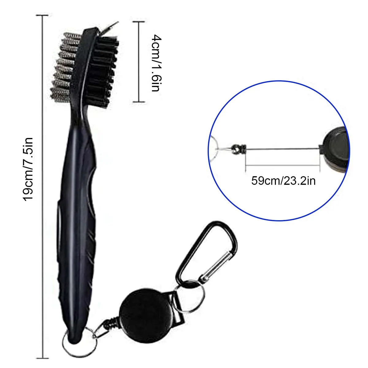 Golf Club Cleaning Brush with Retractable Aluminum Carabiner 5