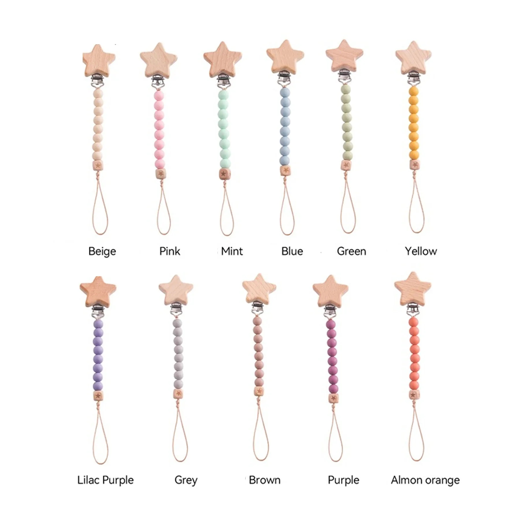 Pentagram Beech Pacifier Clip 3