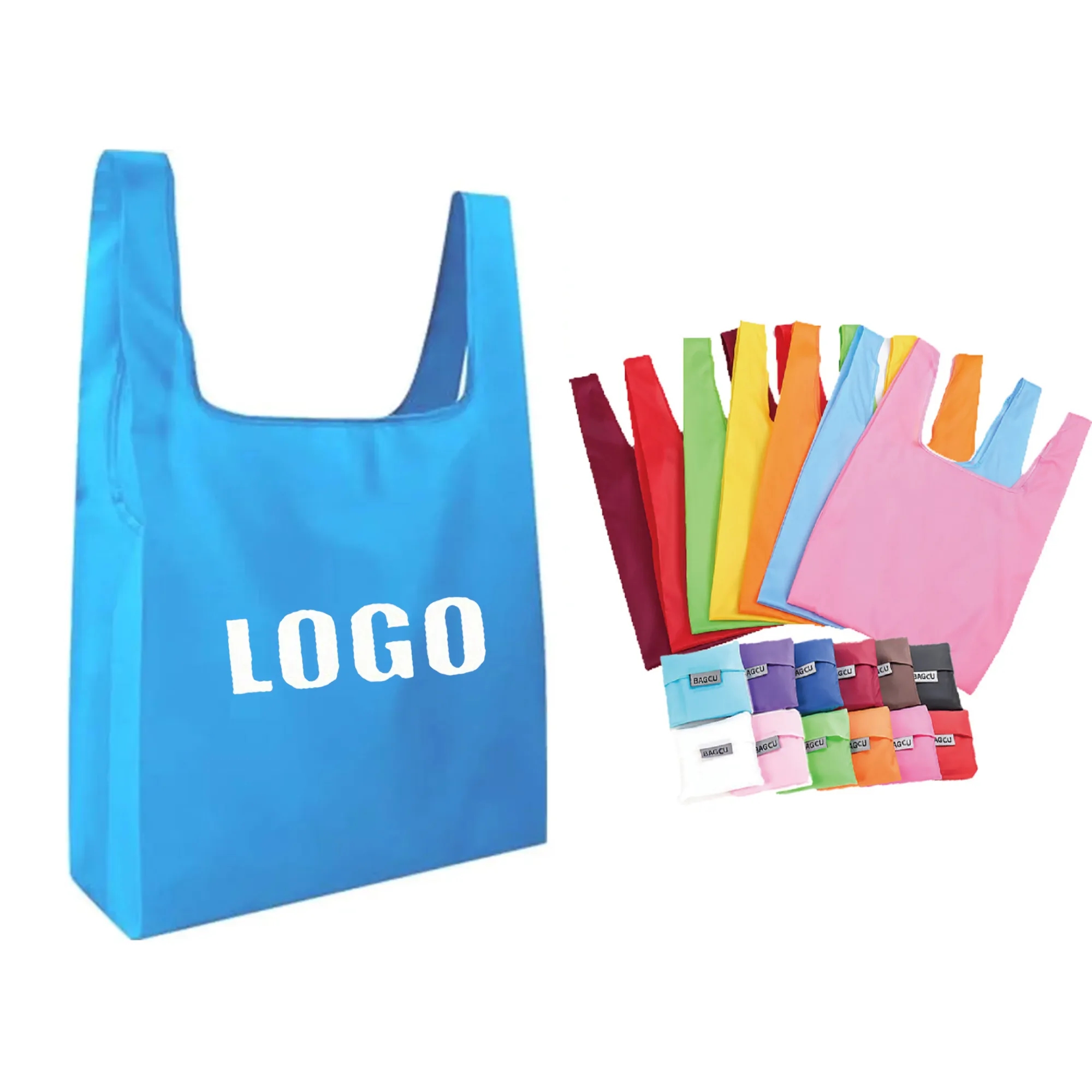 Foldable Shopping Tote Bag with Pouch MOQ 50pcs, custom tote bag with logo imprint 2