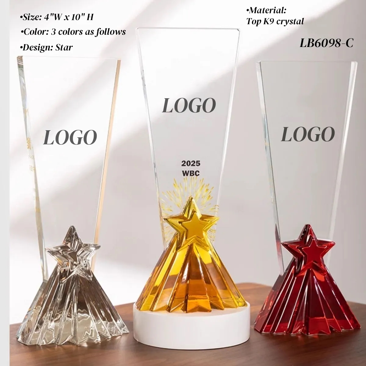 Colorful Crystal Recognition Awards Trophy Plaque 6