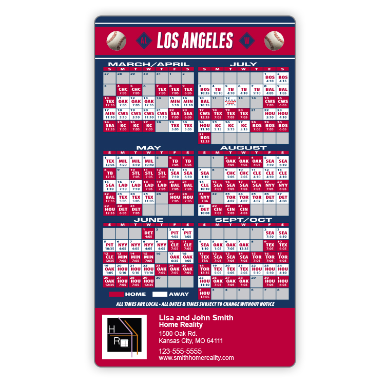Magnet Sport Schedules - 4x7 Baseball Round Corners - 25 mil. 3