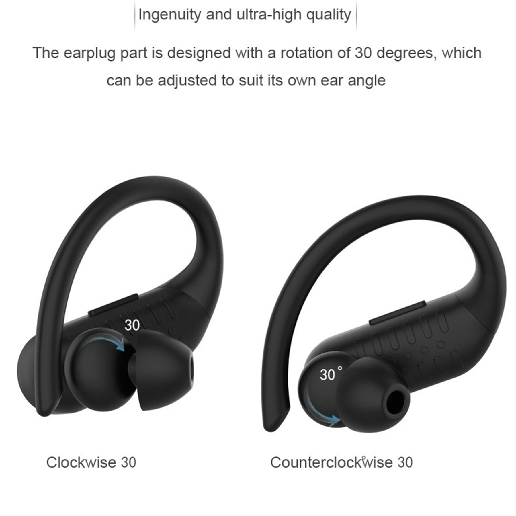 Black Hanging Sport Headset Bluetooth Headphones 3