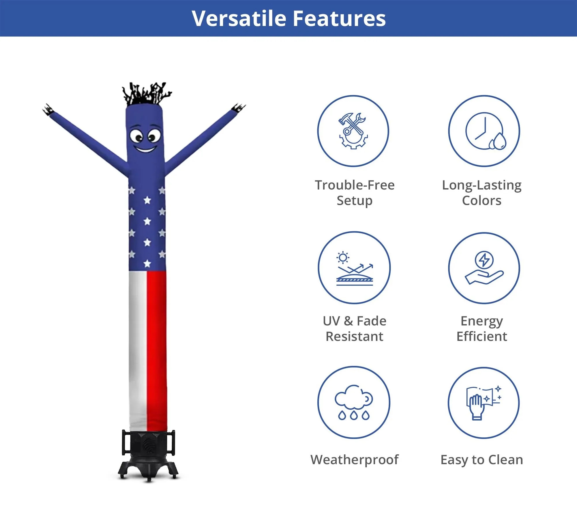 American Flag Inflatable Tube Man with Blower 6