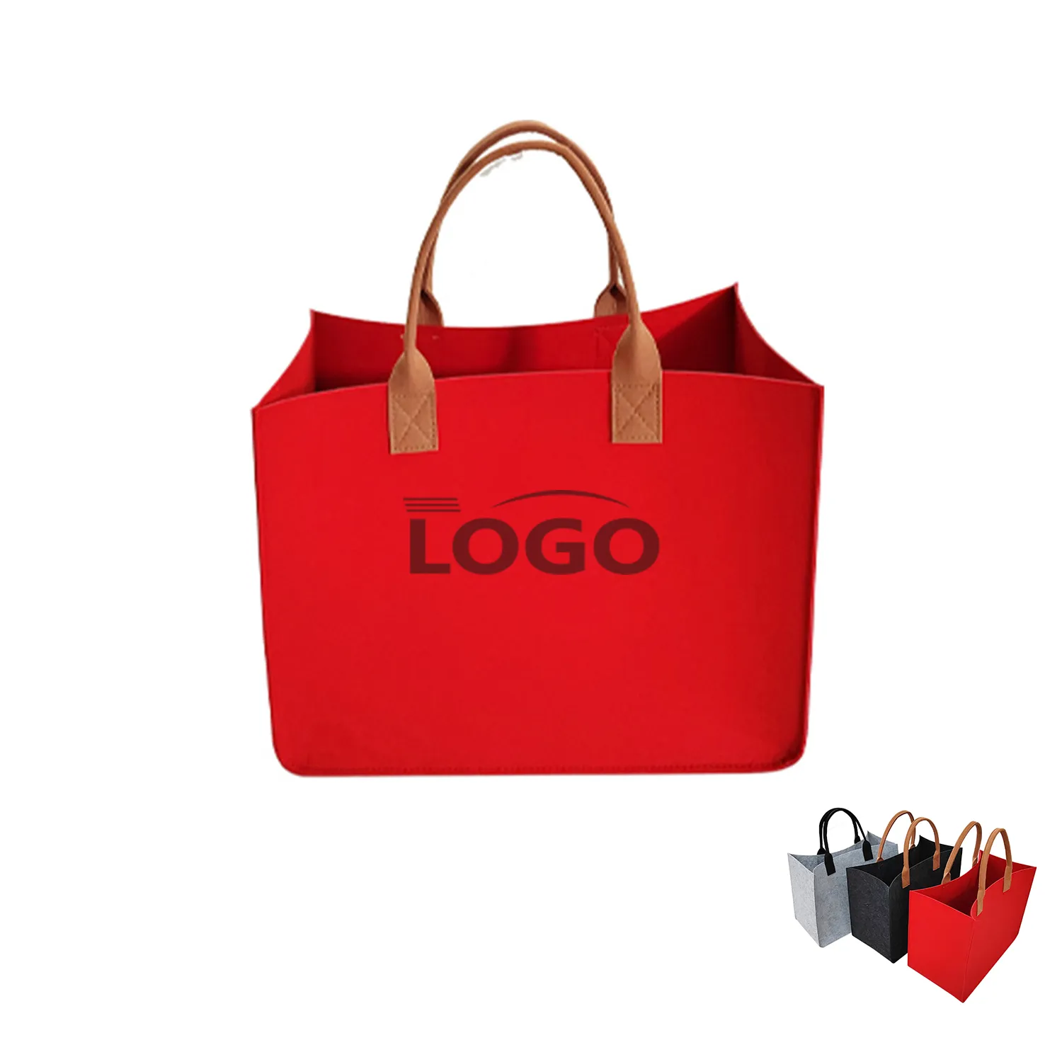 Foldable Felt Tote Bag with Long Handles, custom tote bag with logo imprint 5