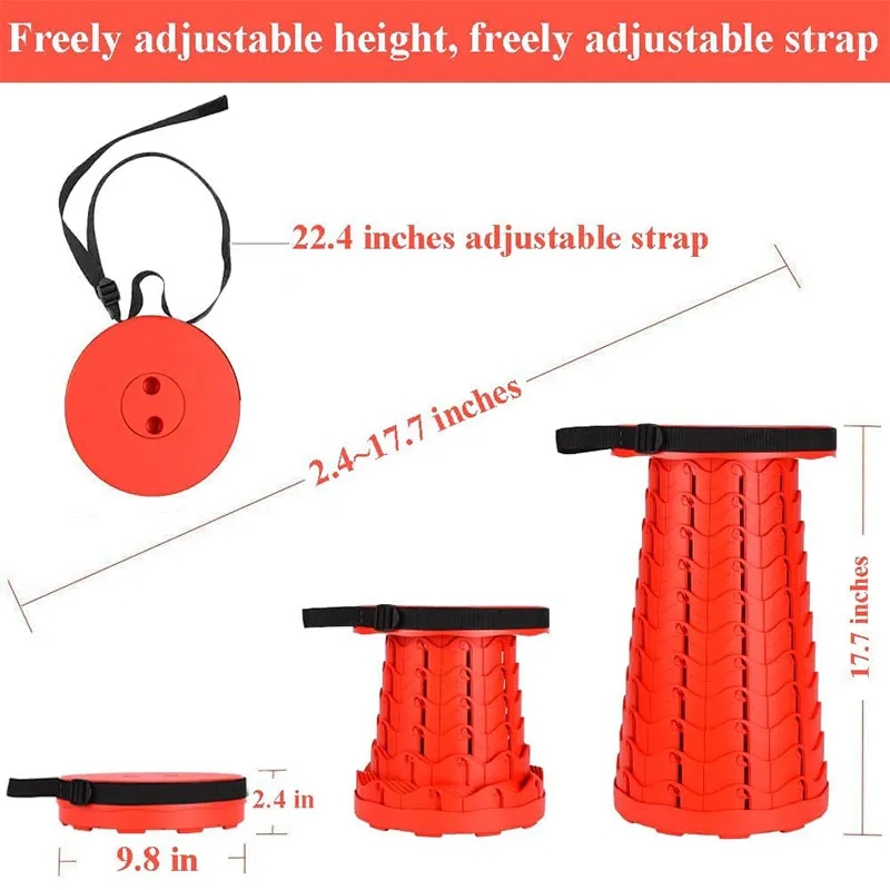 Portable Retractable Folding Stool Collapsible Telescoping 4