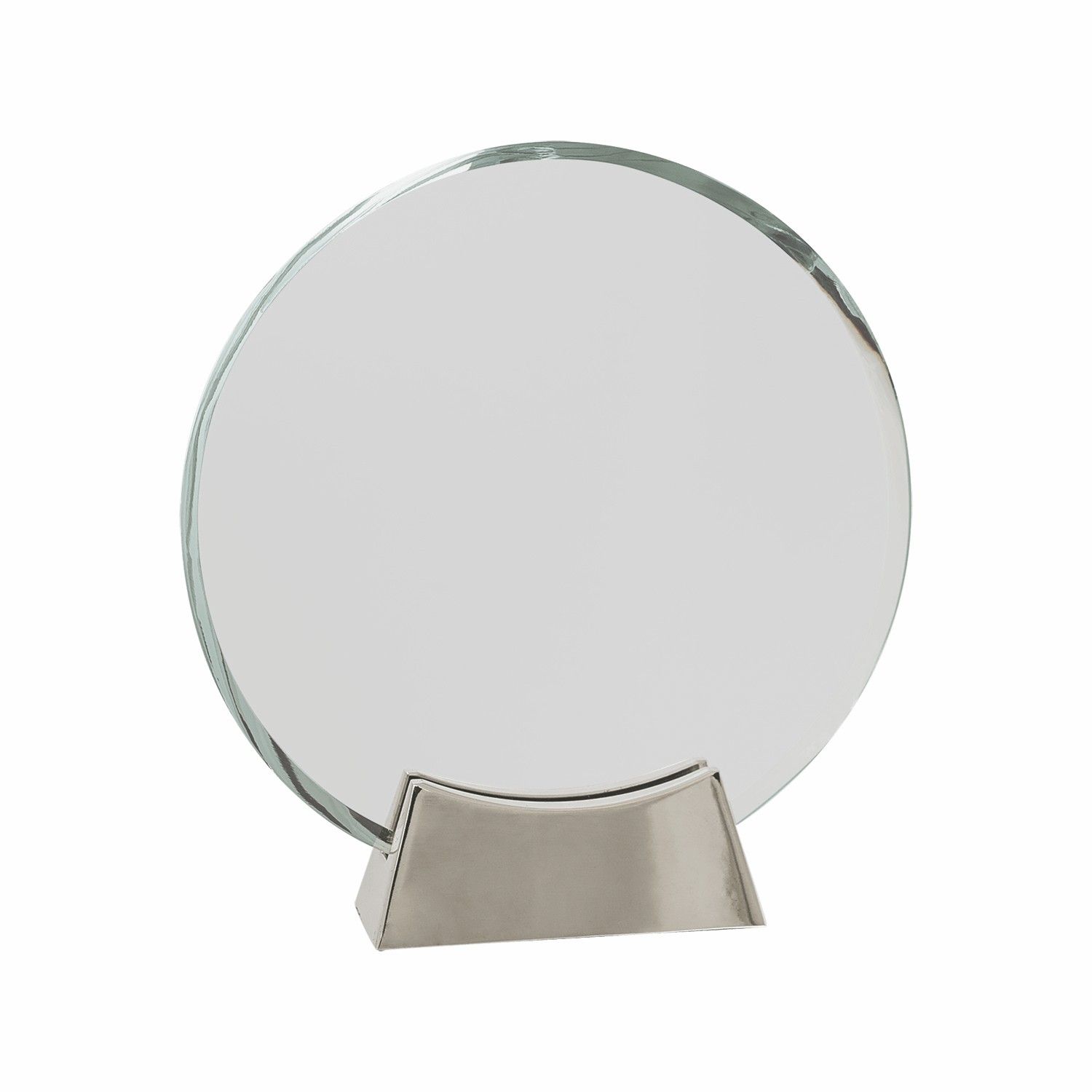 7 1/4" Clear Round Platinum Glass Award w/ Metal Base 3